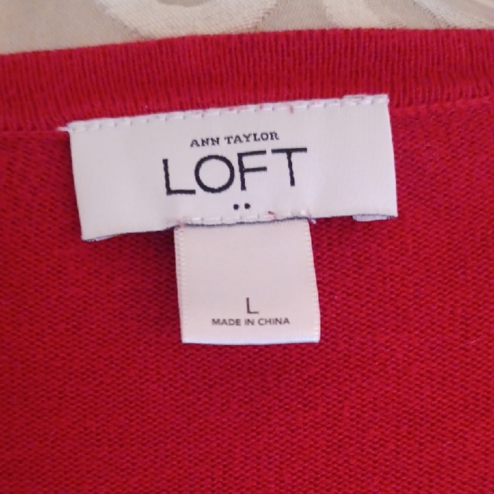 LOFT Red Button-Front Cardigan - Picture 4 of 6